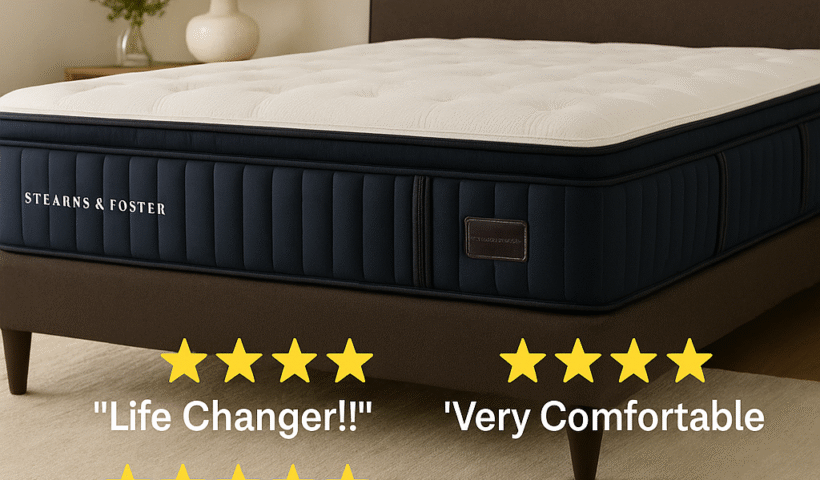 Luxury Stearns & Foster Estate Collection mattress with five-star reviews and durability comparison chart for Mattress Gallery Direct blog.