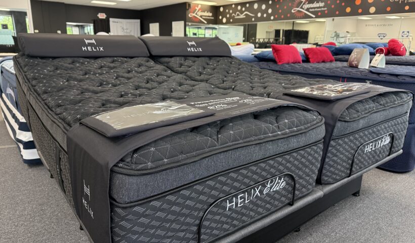 Helix Midnight Elite hybrid mattress with copper infused memory foam and wrapped coil support system in a Middle Tennessee mattress showroom
